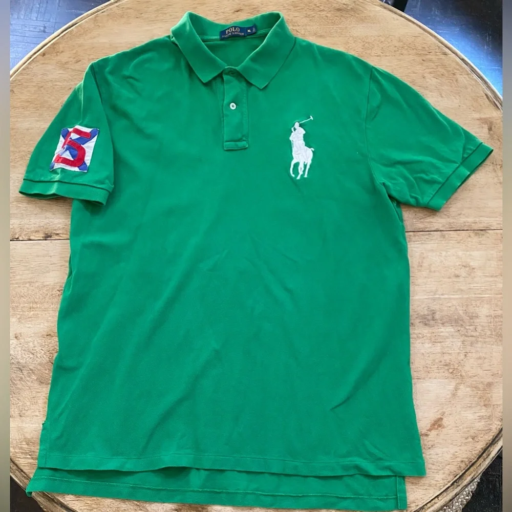 Polo Ralph Lauren Men’s Sz XL Kelly‎ Green Mesh Knit Big Pony Rugby Polo Shirt